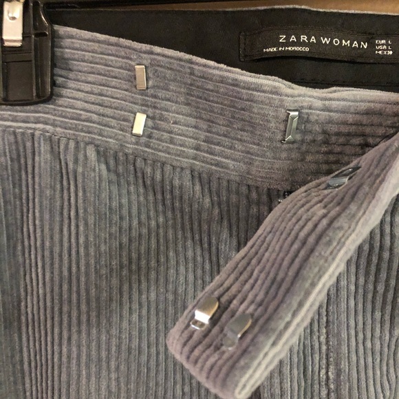 Zara Woman blue flare leg corduroy pants woman’s size large - Picture 5 of 6